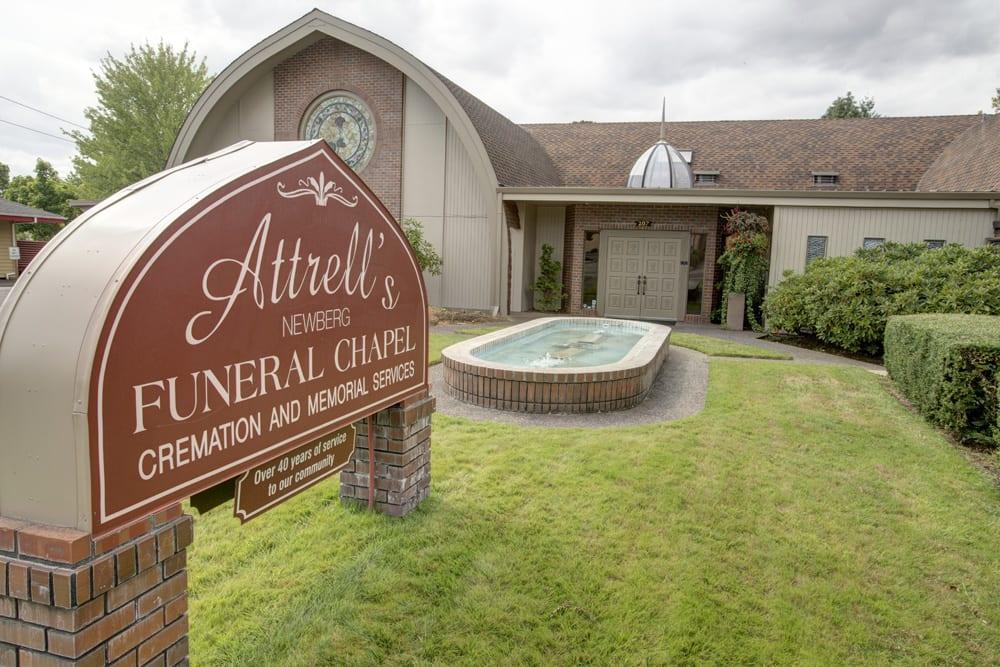 Attrell's Newberg Funeral Chapel building in Newberg, Oregon