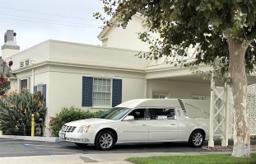 Brown Colonial Mortuary building in Santa Ana, California
