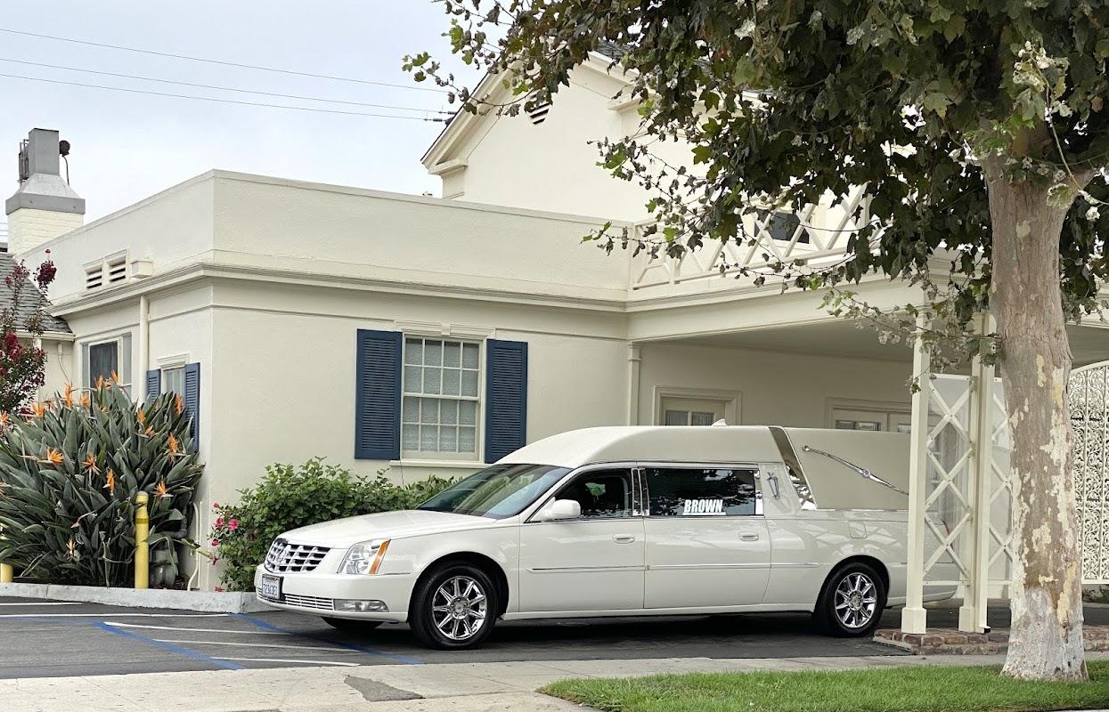 Brown Colonial Mortuary building in Santa Ana, California