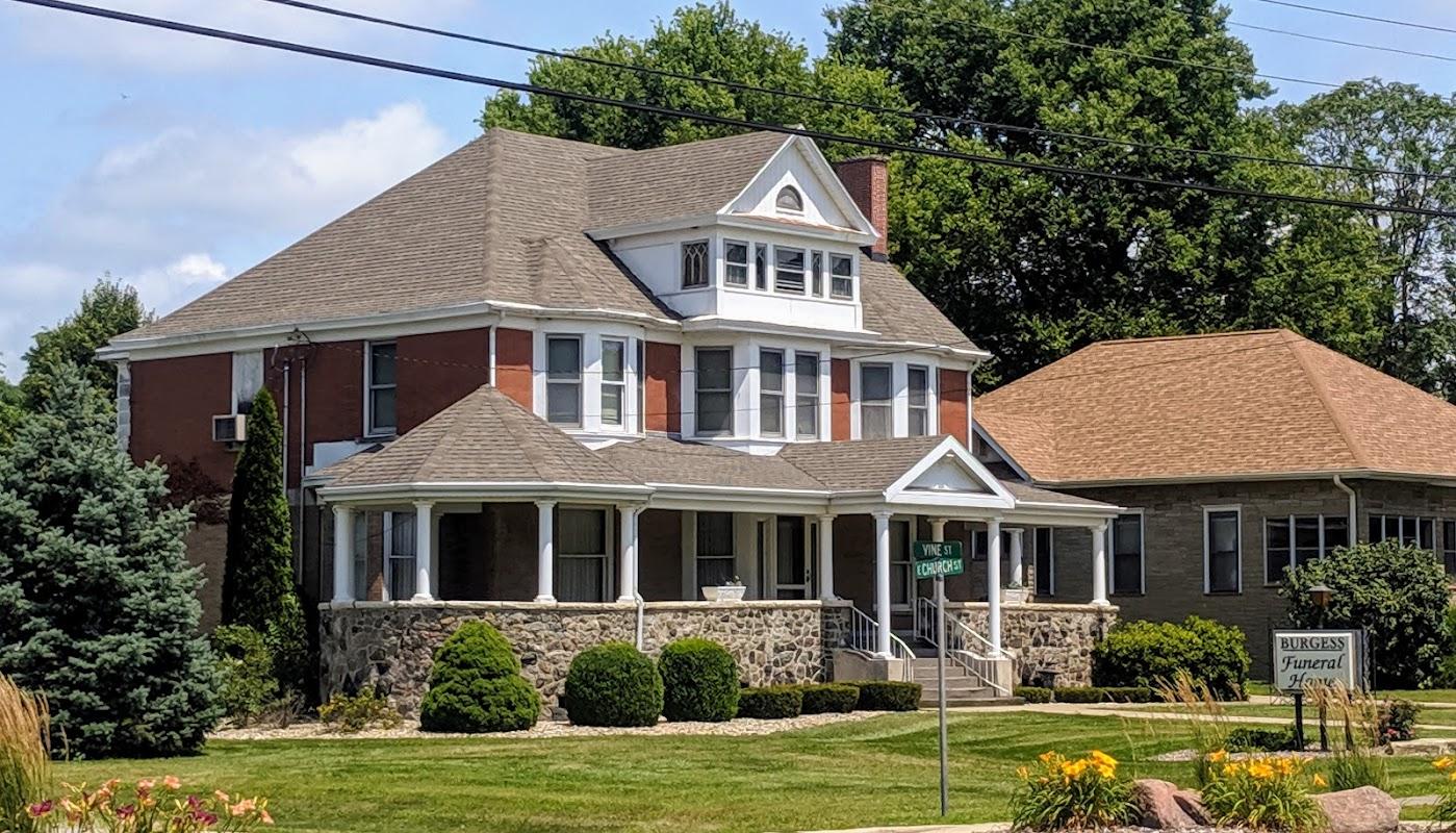 Burgess Funeral Home building in Utica, Illinois