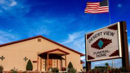 Desert View Funeral Home building in Shiprock, New Mexico