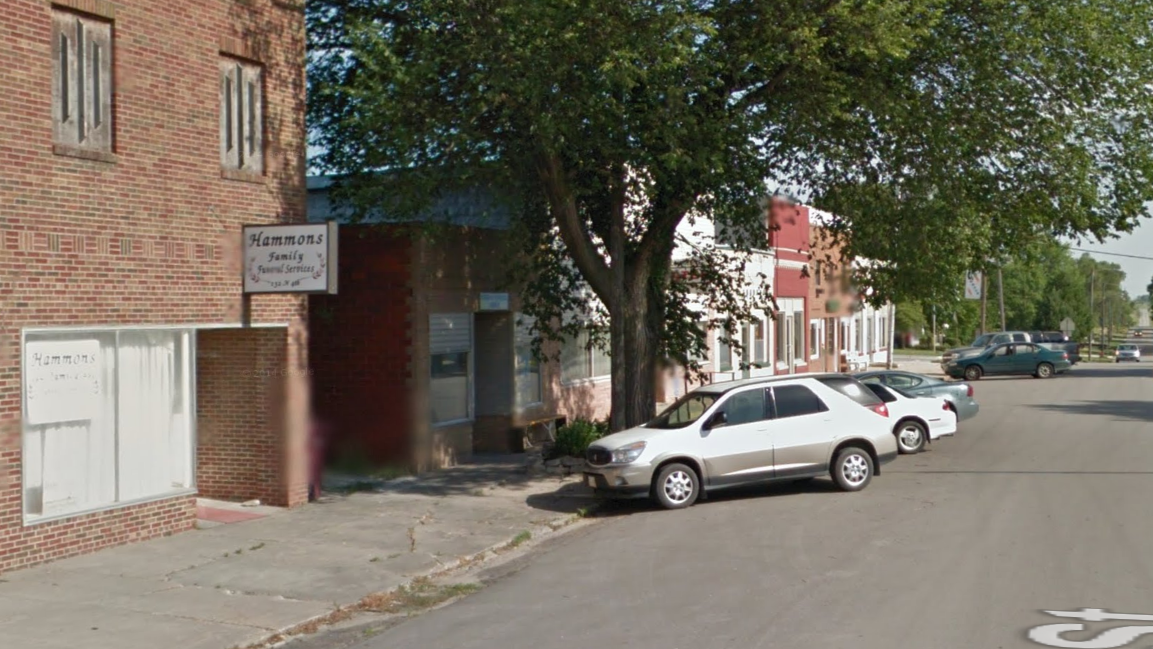Hammons Family Funeral Services building in Elmwood, Nebraska
