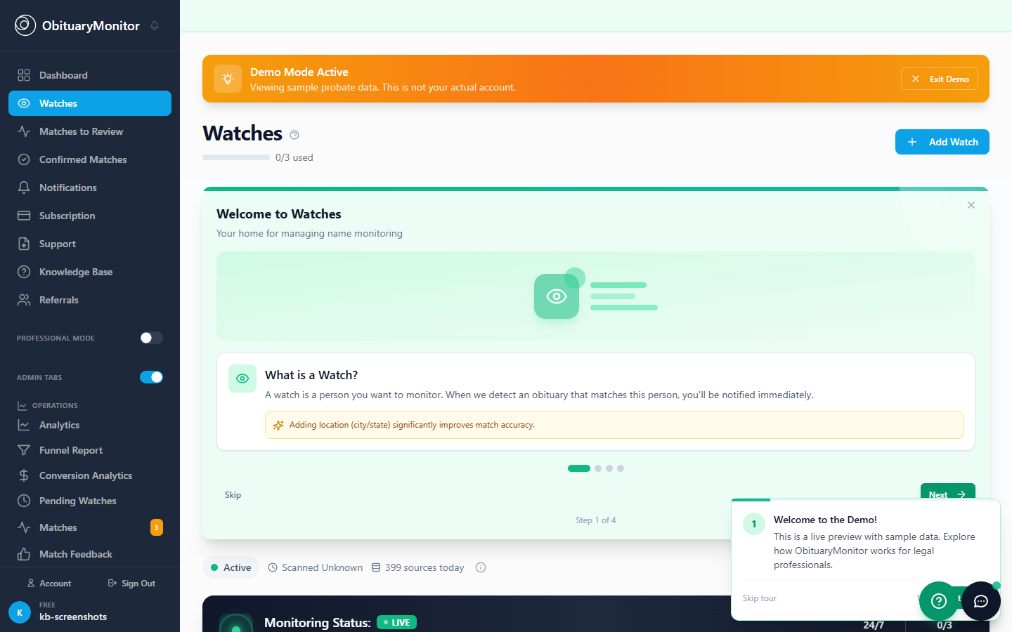 Link existing watch option